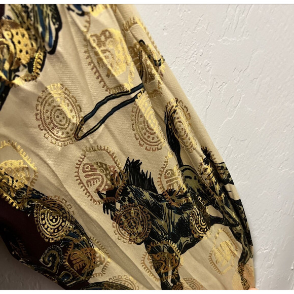 Metallic Silk by P.E.K imports Cowboy Horses Multi Color size Mens XL VINTAGE - Picture 15 of 16